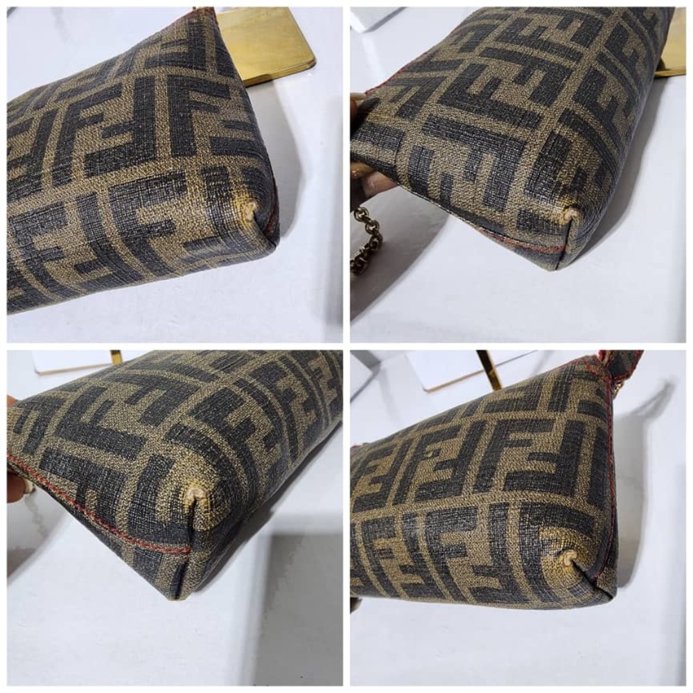 Authentic FENDI Zucca Spalmati Pochette Brown - Picture 6 of 12